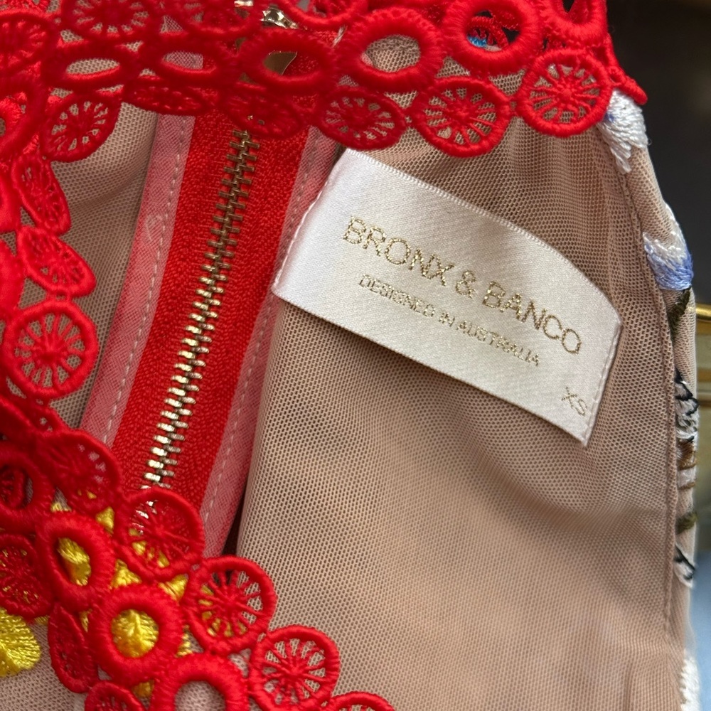 🆕 BRONX & BANCO 🧿 NWOT Ivanka Embroidered Red Ruffled Mini Dress, Sz XS US 2 - Picture 15 of 16
